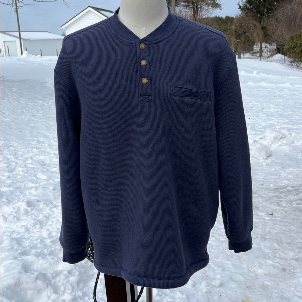 Stanley Sherpa 1/4 Snap Blue Grey L/S Thick & Warm Shirt Men's Size XL